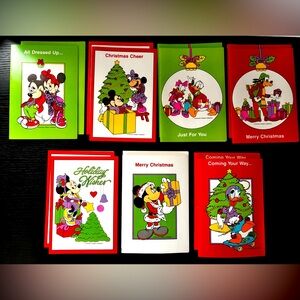 (14) Vintage Disney Christmas Cards by Grand Award + (13) Envelopes